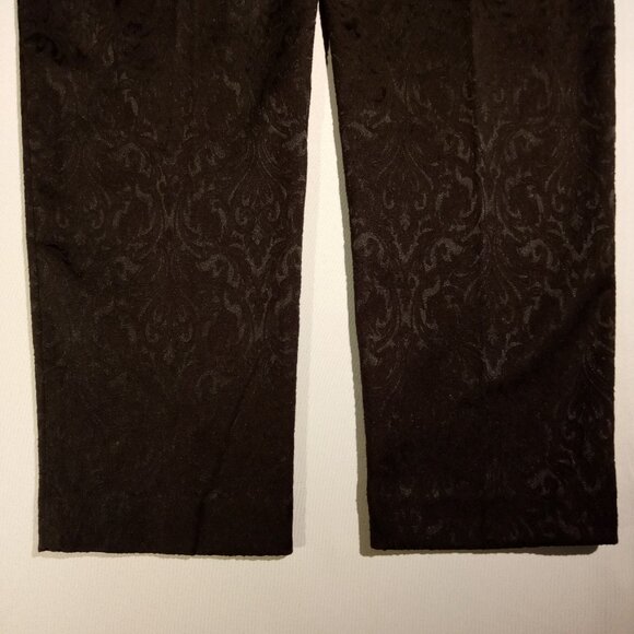 LOFT Pants  sz 10  Black  Textured  Paisley  Tapered Leg  Slim Ankle  Pockets - Picture 9 of 11